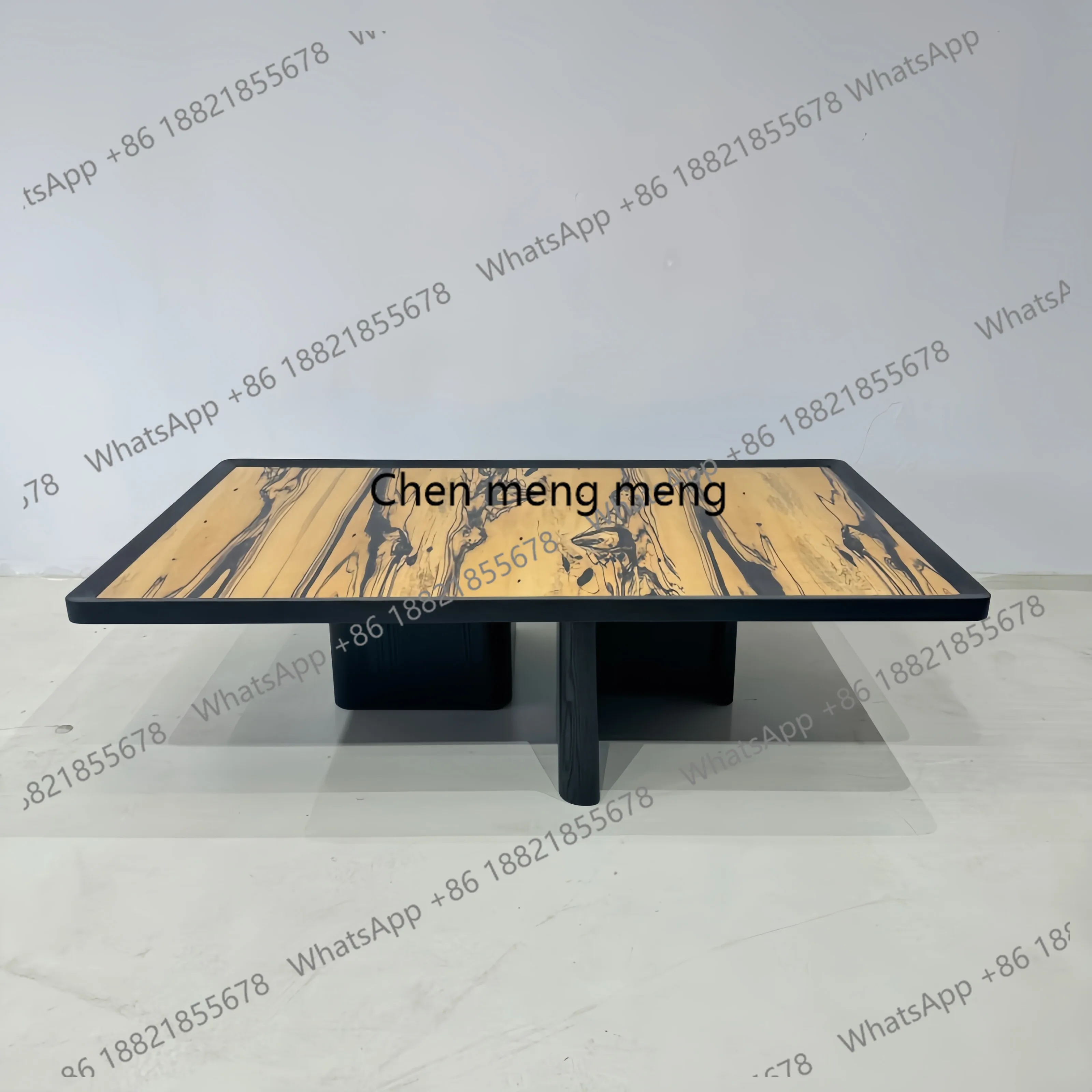 Medieval style solid wood coffee table retro light luxury designer art tea table home living room bedroom