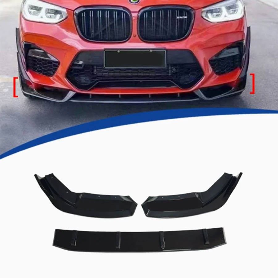 

For BMW X3M F97 2017-2021 Bright Black Car Front Bumper Diverter Spoiler Diffuser glossy black Front lip chin body kit