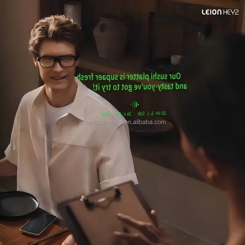 AI Glasses Real-Time Captioning Micro-Led AR Hardware 2500 Nits Brightness for Business Education Global Travelers Recording
