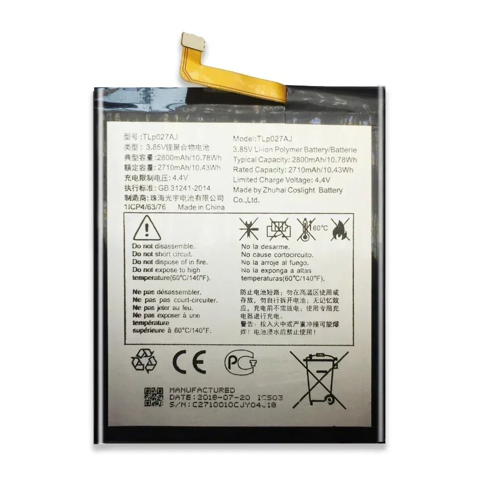 New 2800Mah TLP027AJ Replacement Battery for Alcatel A5 LED 5085D 5085Y Mobile Phone Batteries + Free Tool Warranty NO