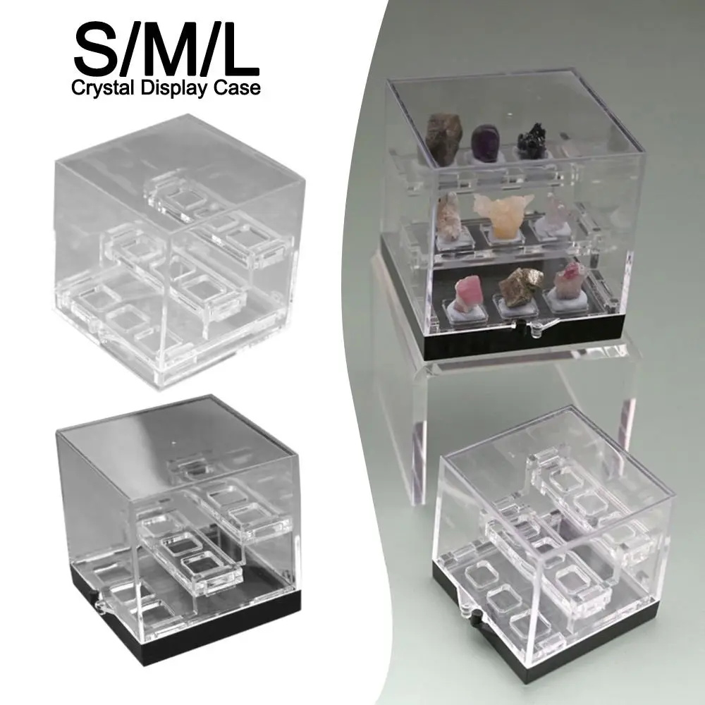 Acrylic Crystal Display Case Display Rack Organizers Stones, Rocks & Gemstones Collection Display Holder Three-layer