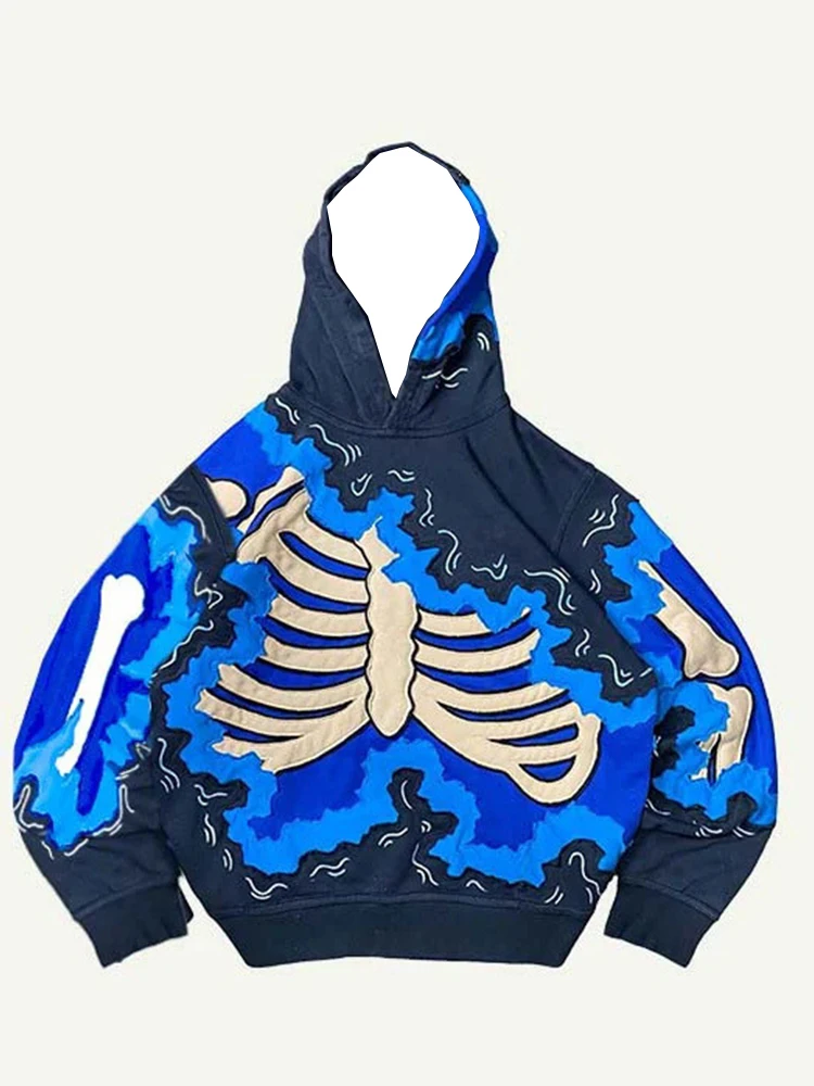 Neuheit Herbst/Winter 2026: Amerikanischer Hip-Hop-Stil 3D-Skelett-Print Hochwertiger Hoodie Perfekt für den Alltag – Detail 13