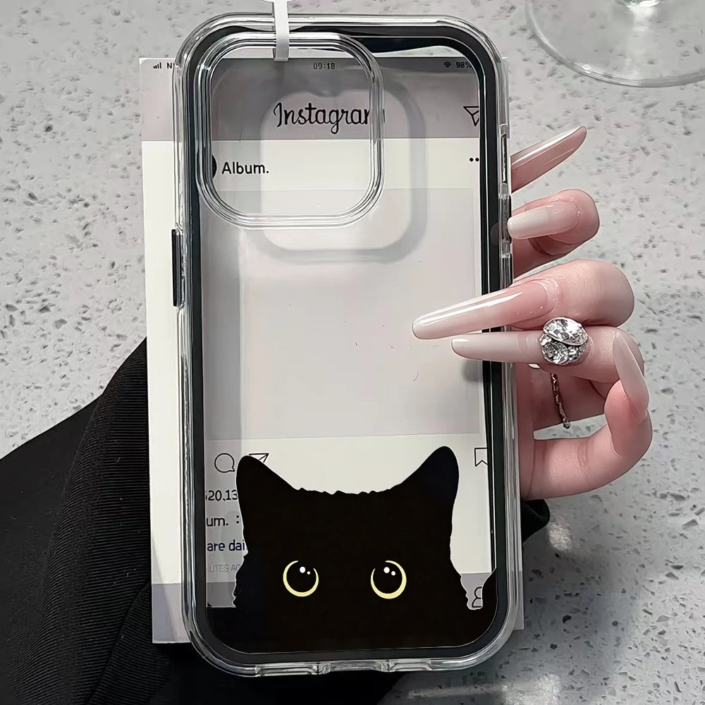 Niedliche schwarze Katzen-Handyhüllen für Samsung Galaxy S26 Ultra S25 S24 edge s22 s23 Plus FE A57 A54 A55 A16 A35 A36 A37 5G Klare Hülle – Detail 2