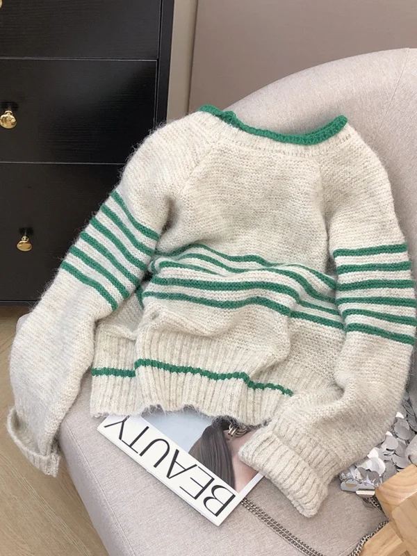 سترة علوية مستديرة من Thiened للنساء ملابس داخلية عصرية تصميم مخطط للخريف وصل حديثًا من ألياف البوليستر الناعمة #3