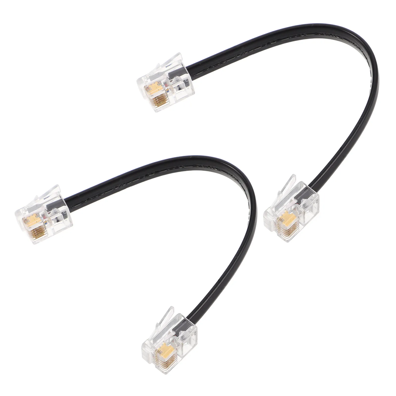 2Pcs -Core Telephone Line Male to Male Short Straight Cable Panel Connection Phone Line Stable Transmission for Home