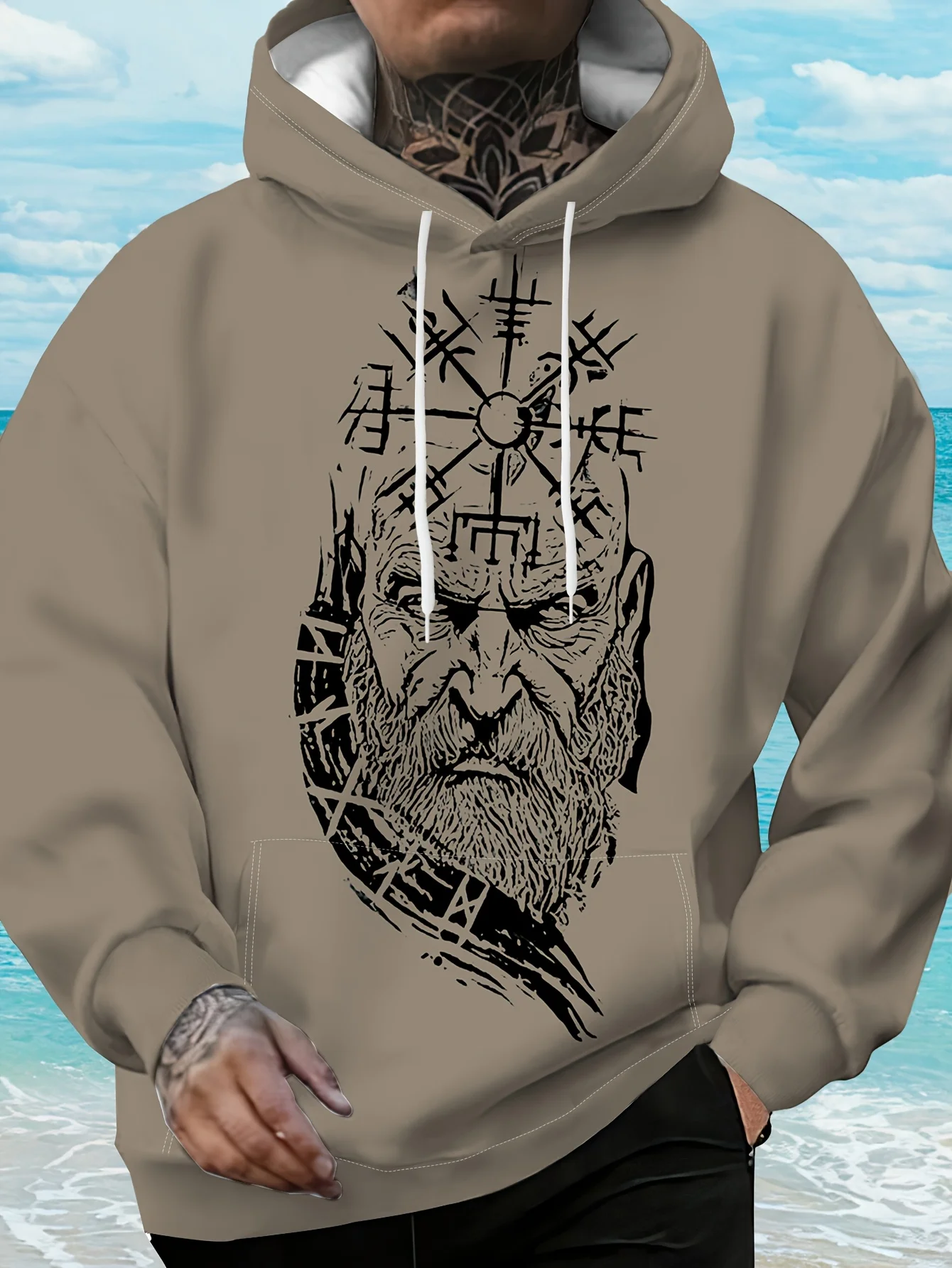 New model: men’s hooded long-sleeve loose-fitting casual printed basic sweatshirt. Perfect for young people in spring, summer, a