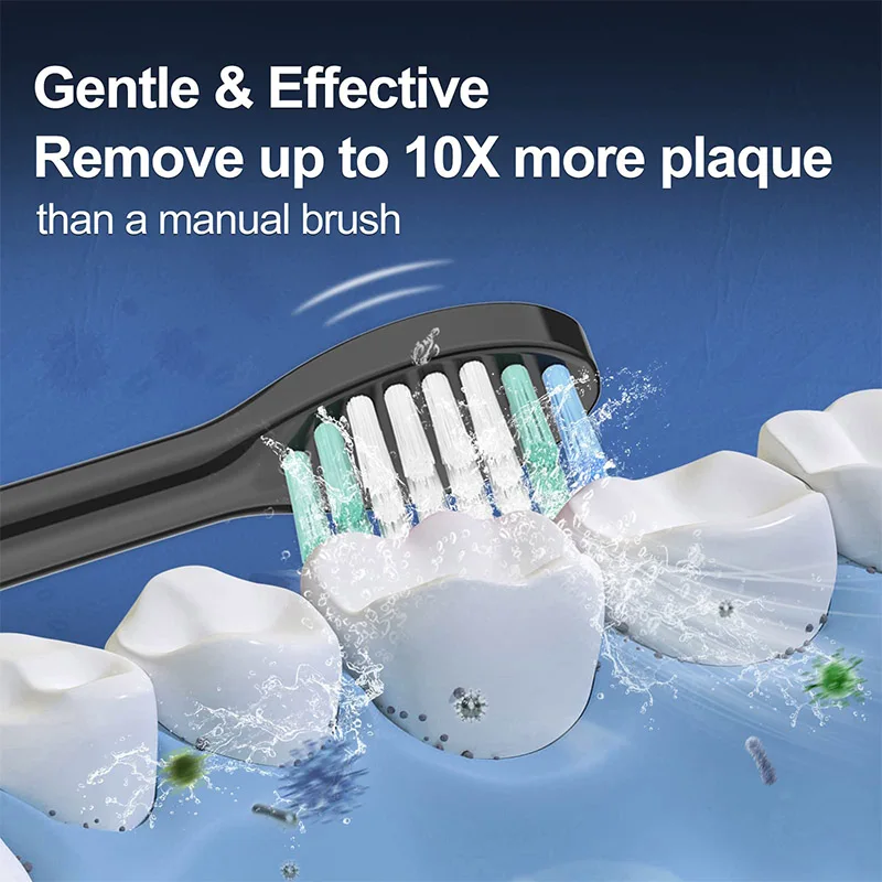 Custom Packaging Replacement Toothbrush Heads Compatible with AquaSonic Black Pro Vibe Duo Pro Electric Toothbrushes