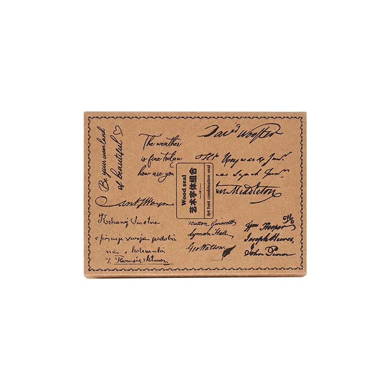 مجموعة ختم مكونة من 8 قطع، سلسلة خط فني، ختم خيمة يدوية خشبية، ختم حروف إنجليزي قديم، إنتاج يدوي الصنع