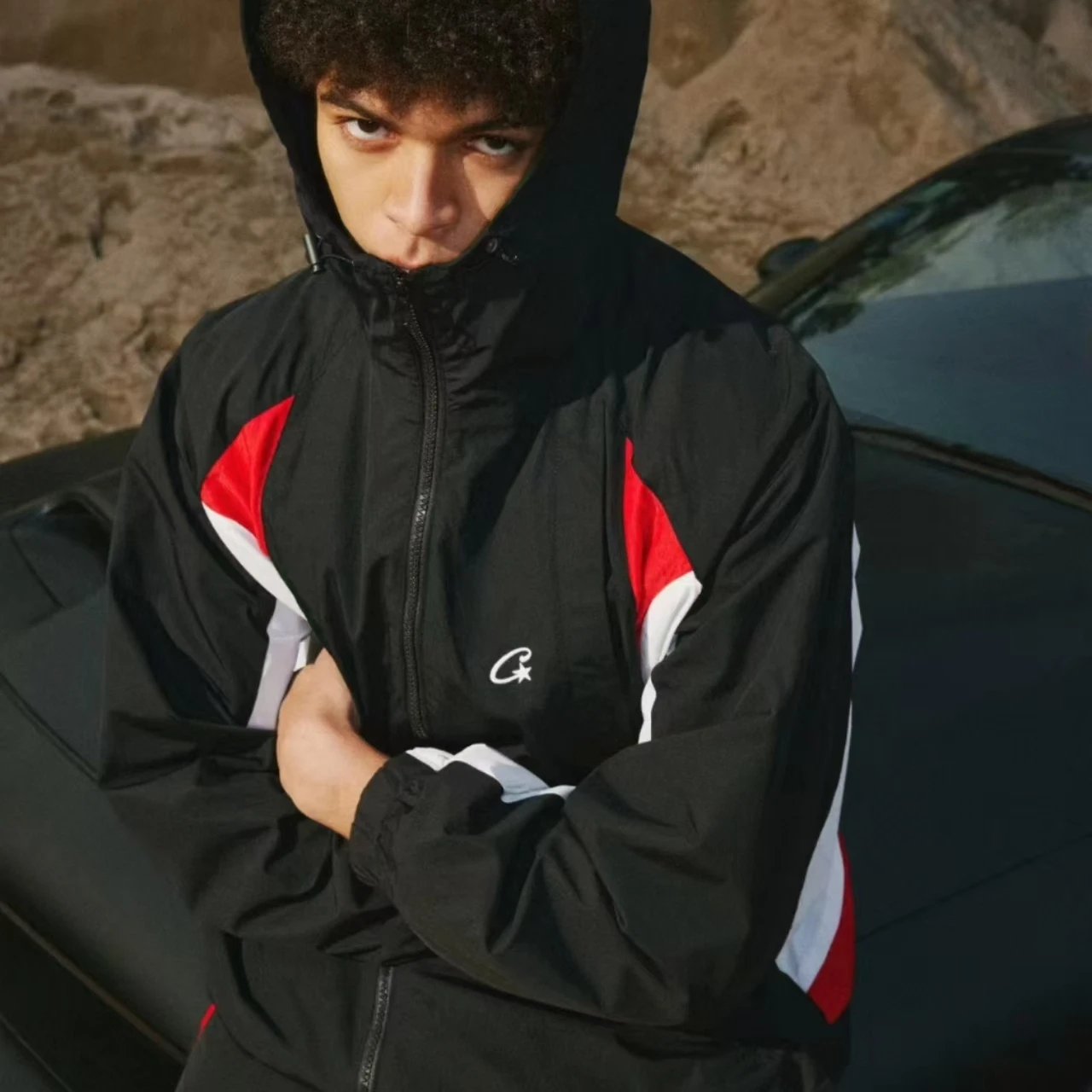 

American Retro Street Hip Hop Color Blo Hoodie Jaet Loose Casual Sportswear Set for Men And Women Youth Long Sve