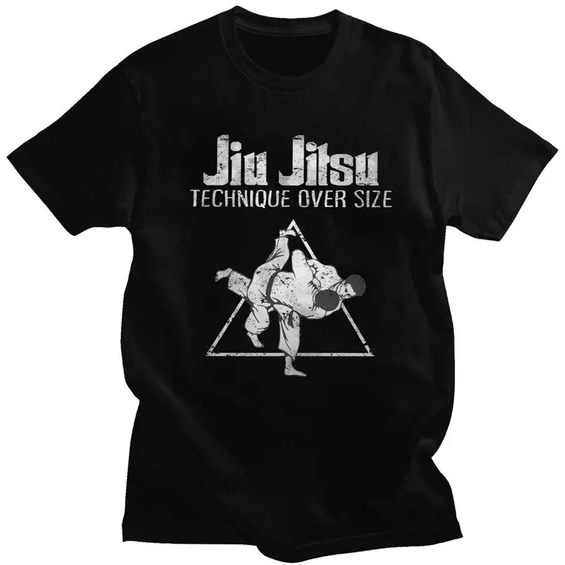 Custom Classic Jiu Jitsu Technique T Shirt Men Brazilian BJJ T-shirts Streetwear Tee Tops 100% Cotton Slim Fit Tshirts Merch