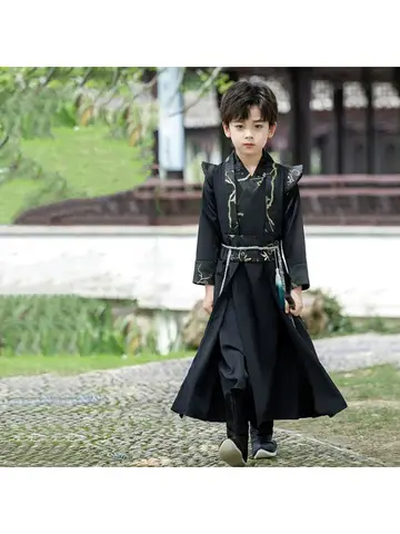 Long Sleeve Boy Hanfu Modern Dress Baby Cosplay Boys Outfit Ancient Stage Kids Clothing Vestidos Casual Children Chinese Costume