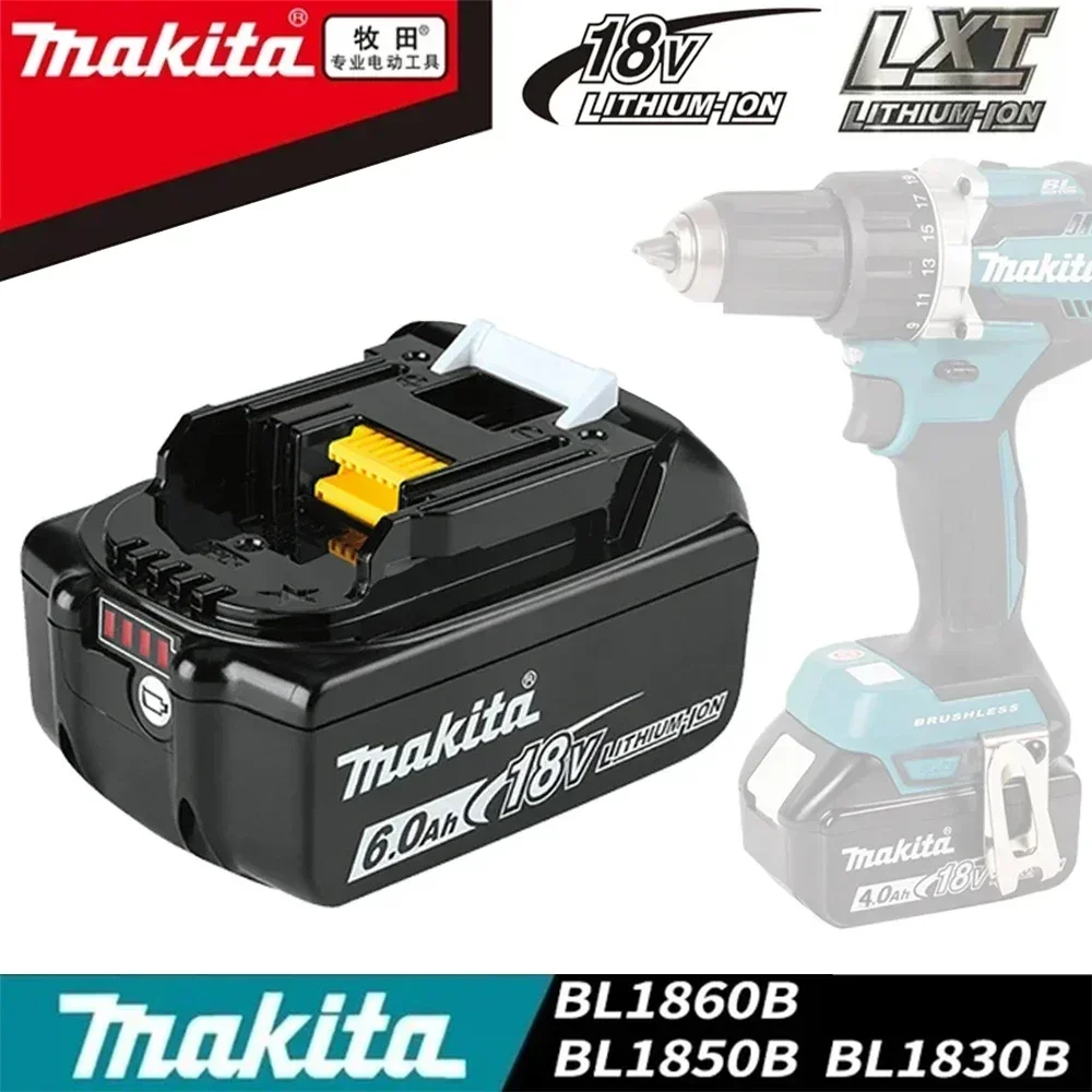 

Makita 18V 6000mAh Rechargeable Power Tools Battery 18V Makita with LED Replacement LXT BL1860B BL1860 BL1850 Charger