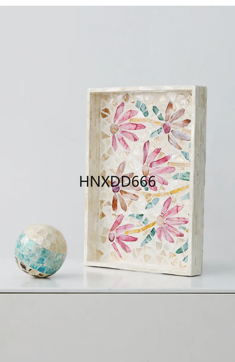 

European-style color shell rectangular tea tray creative home living room storage tray