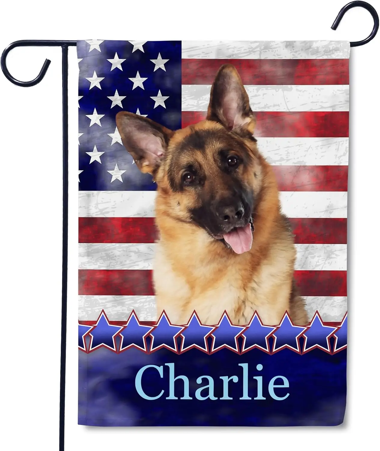 Personalized German Shepherd Patriotic Garden Flag 12