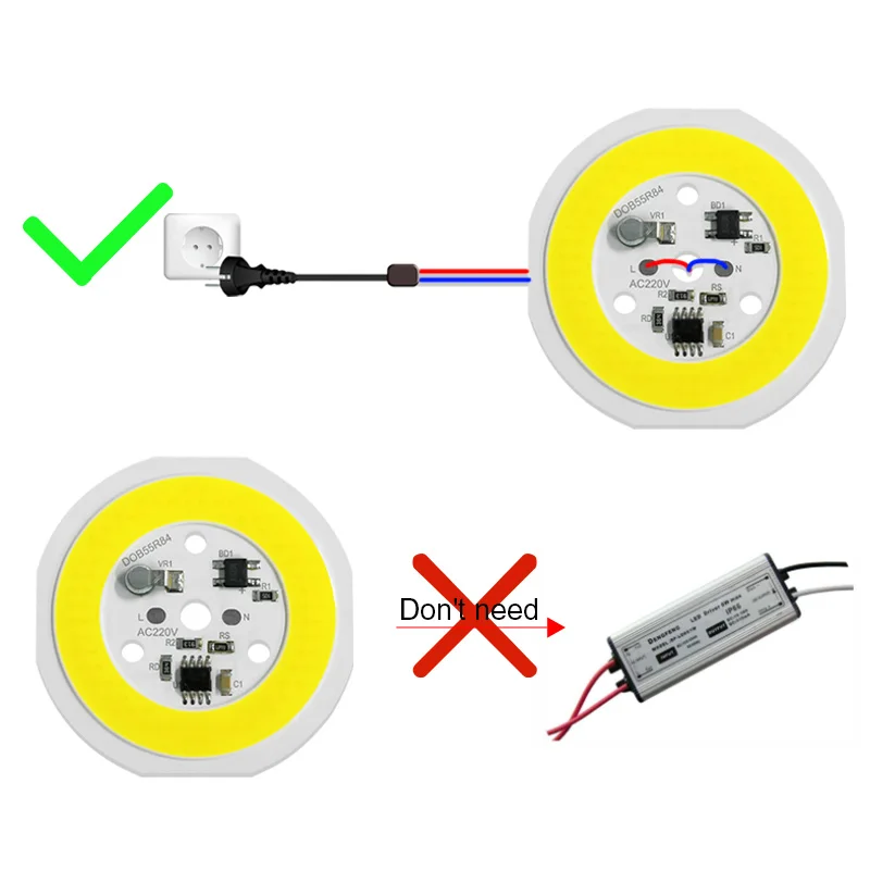 

COB Bulb LED Chip 9W 12W 15W Driverless Round Light Beads AC 220V-240V DIY For LED Downlight Cold/Warm White Lighting Spotlight