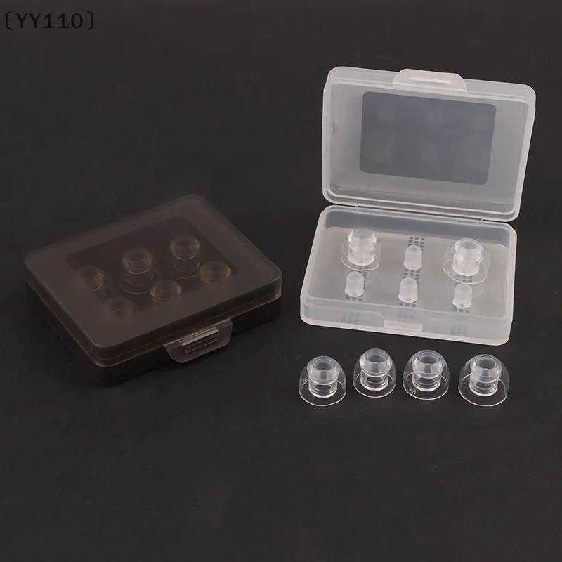 

〔YY110〕3 Pairs Liquid Silicone Ultra Transparent Earplugs With Earbud Storage Box S/M/L No Sound Leakage Earphone Accessories