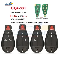 JINGXIN GQ4-53T ID46 PCF7961A Half Smart Remote Car Key For Jeep Cherokee Sport KL 3 4 5 Buttons 433MHZ For Dodge Ram2013-2018