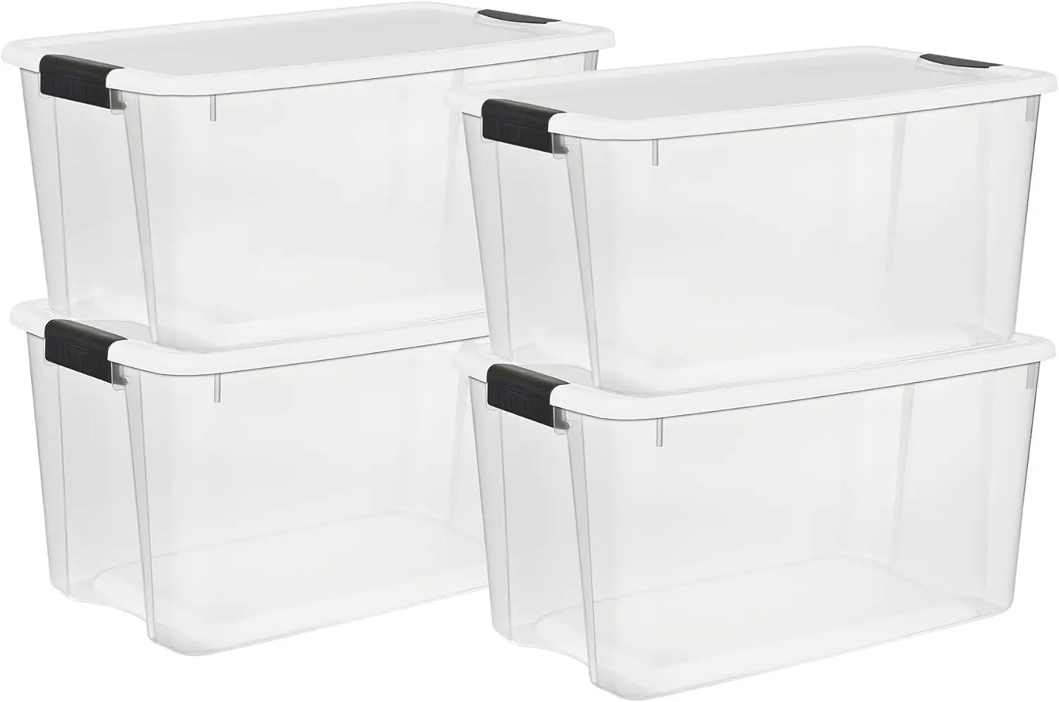 Ultra Latch Box with Lids for Home and Office, 70 Quart, 4-Pack