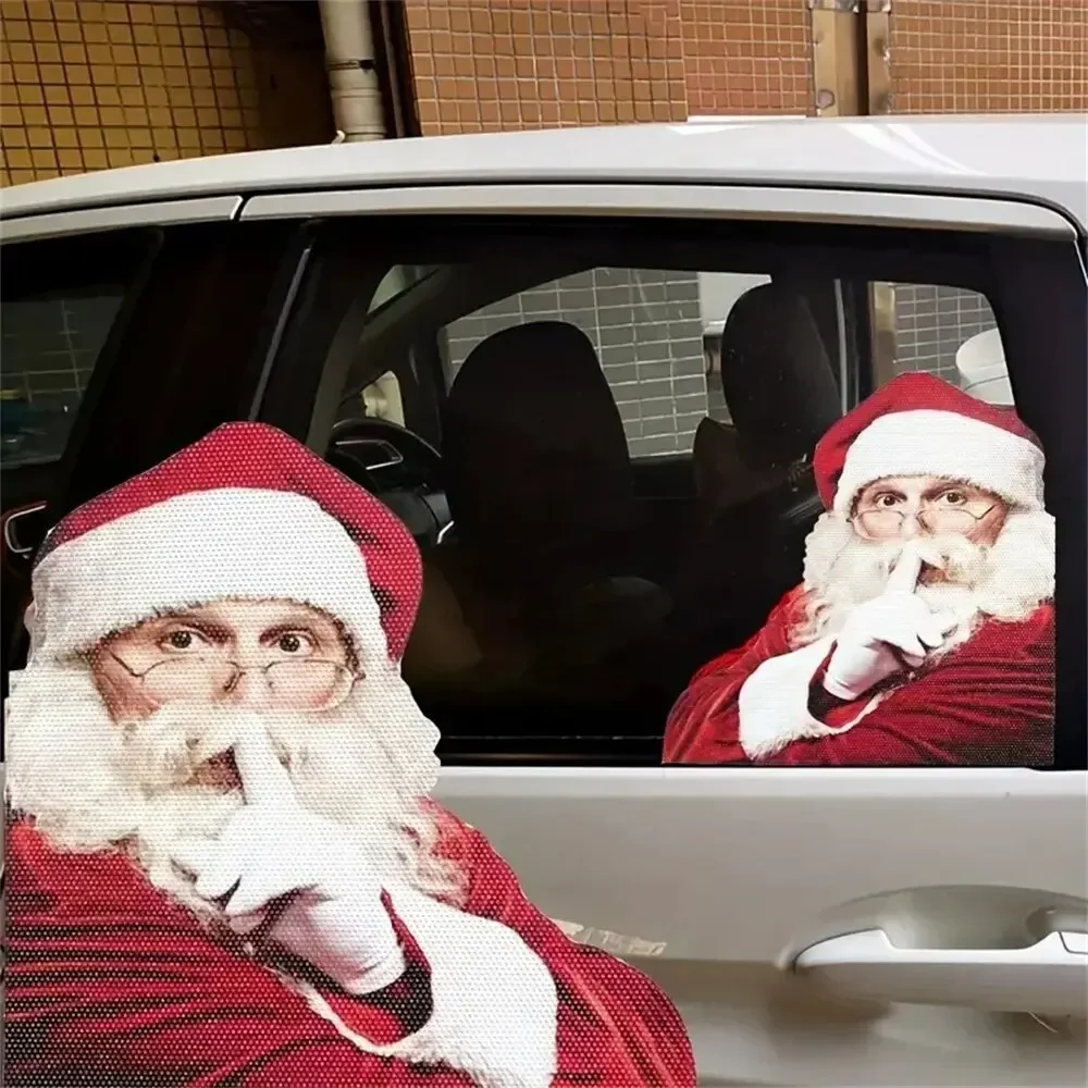 Christmas Santa Car Sticker 3D Realistic Santa Claus Car Rear Window Sticker, HomeDecoration Accessories Art Decal 1PC
