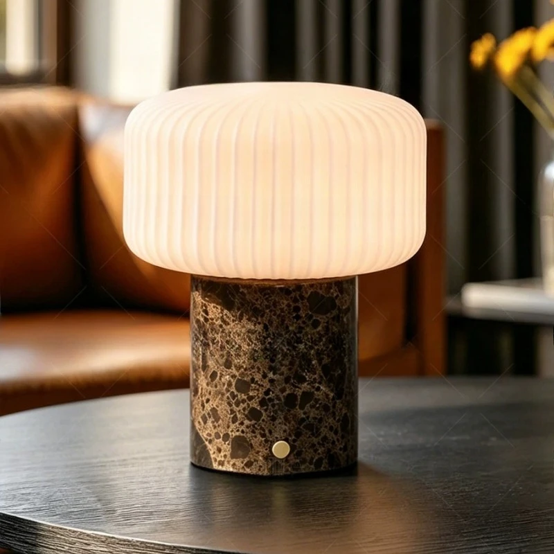Middle Ancient Style Retro Floor Lamp Marble Lamp Body Desk Lamp Designer Touch Charging Bedroom Bedside Atmosphere Night Light