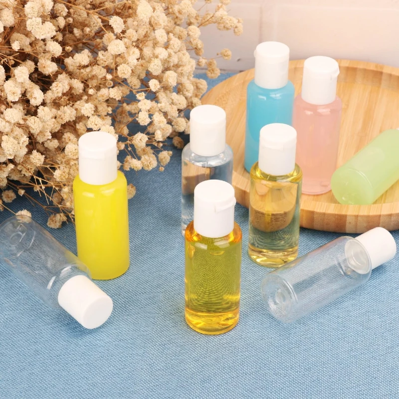 50 قطعة 10/20/30 مللي زجاجات بلاستيكية صغيرة شفافة PET أغطية قلابة حاوية السفر لوشن مكيف الشامبو