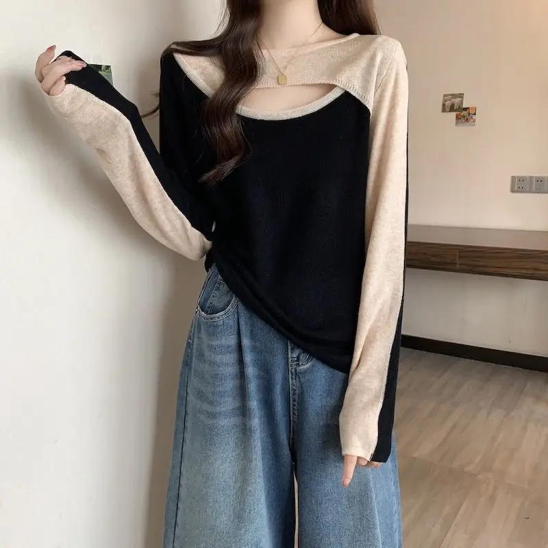 Sweet O-Neck Spliced Korean Hollow Out T-Shirt Female Clothing 2024 Spring Summer New Loose Casual Tops All-match Tee Shirt