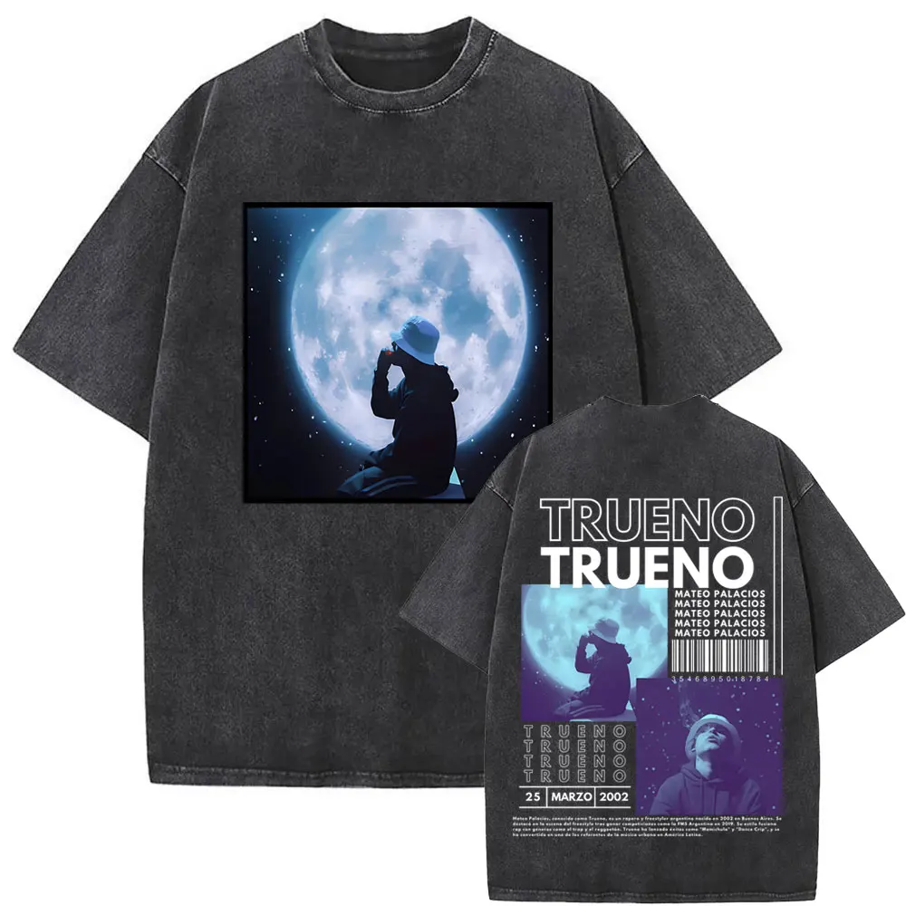 

Washed Vintage Rapper Trueno Mateo Palacios Album Graphic T Shirt Men's Fashion Streetwear Men Women Hip Hop Oversized T-shirts