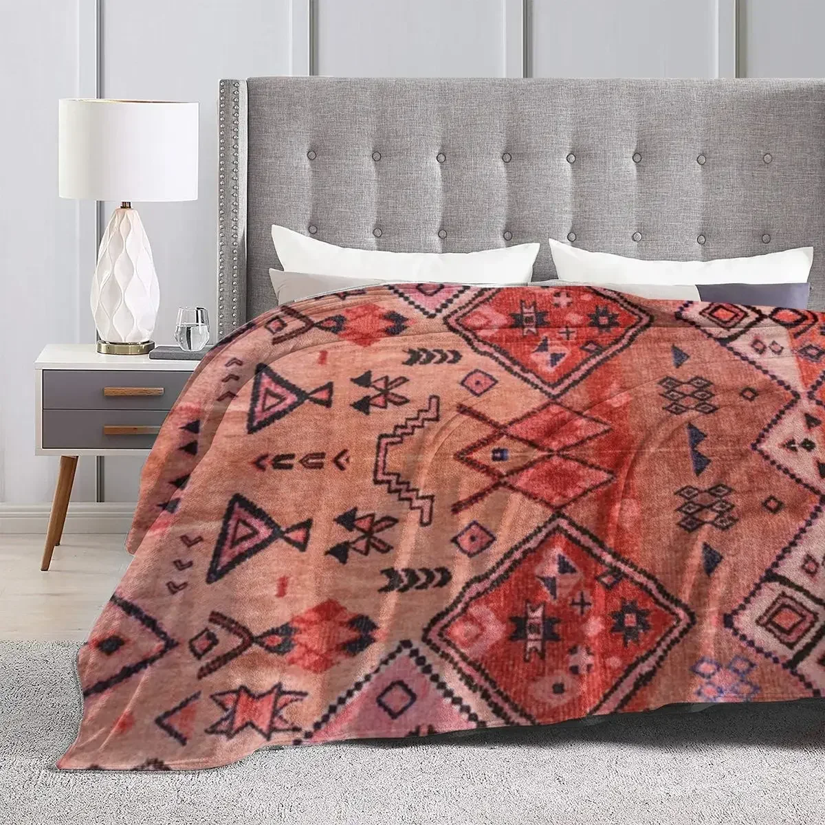 Bohemian Farmhouse Blankets Soft Warm Flannel Throw Blanket Plush for Bed Living room Picnic Travel Home Sofa