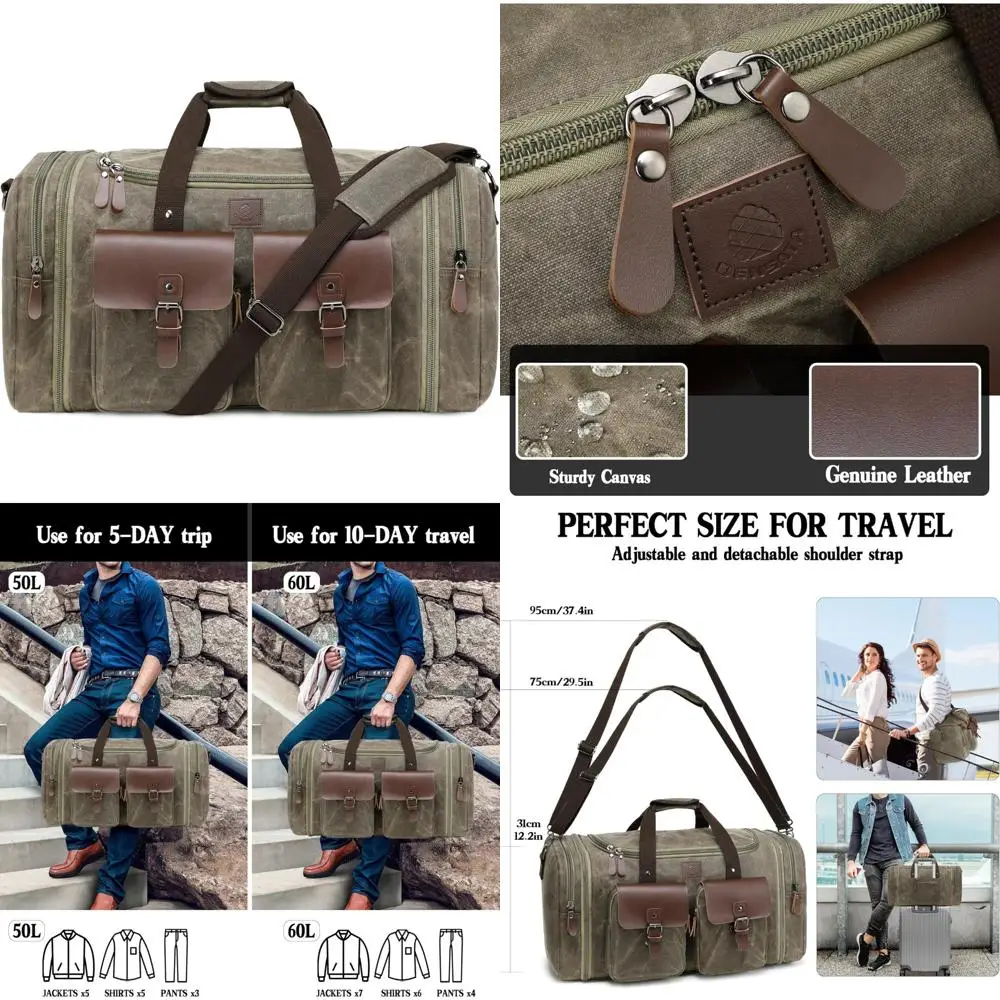 

Мужская расширяемая кожаная спортивная сумка объемом 60 л для путешествий, выходных и ручной клади из натуральной кожи и ночью.