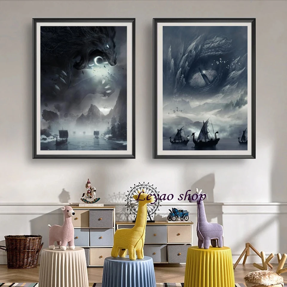Yggdrasil Norse World Tree Full Drill Diamond Painting Norse Mythology Fantasy Landscape Mosaic Portrait Pictures For Home Decor