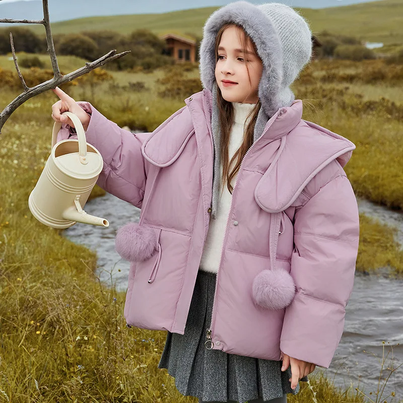 

RAISE 5-12 Years Girl Down Jacket Korean Windproof Hooded Teens Girl Winter Outerwear Kids Girl Snowear Parka Little Girls Coats