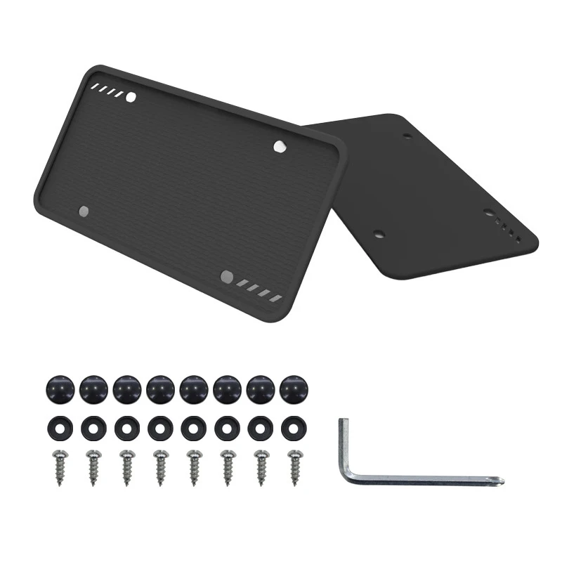 2pcs Universal 30*15CM License Plate Frame Silicone Anti-Rust Durable American Standard License Plate Holder Bracket W/Screw Kit