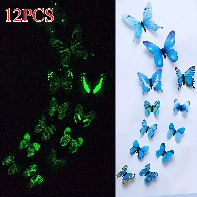 3D Luminous Butterfly Wall Stickers, Creative, DIY, Starlight, Modern, Home Decoration, Gifts, 12 Fashion, New