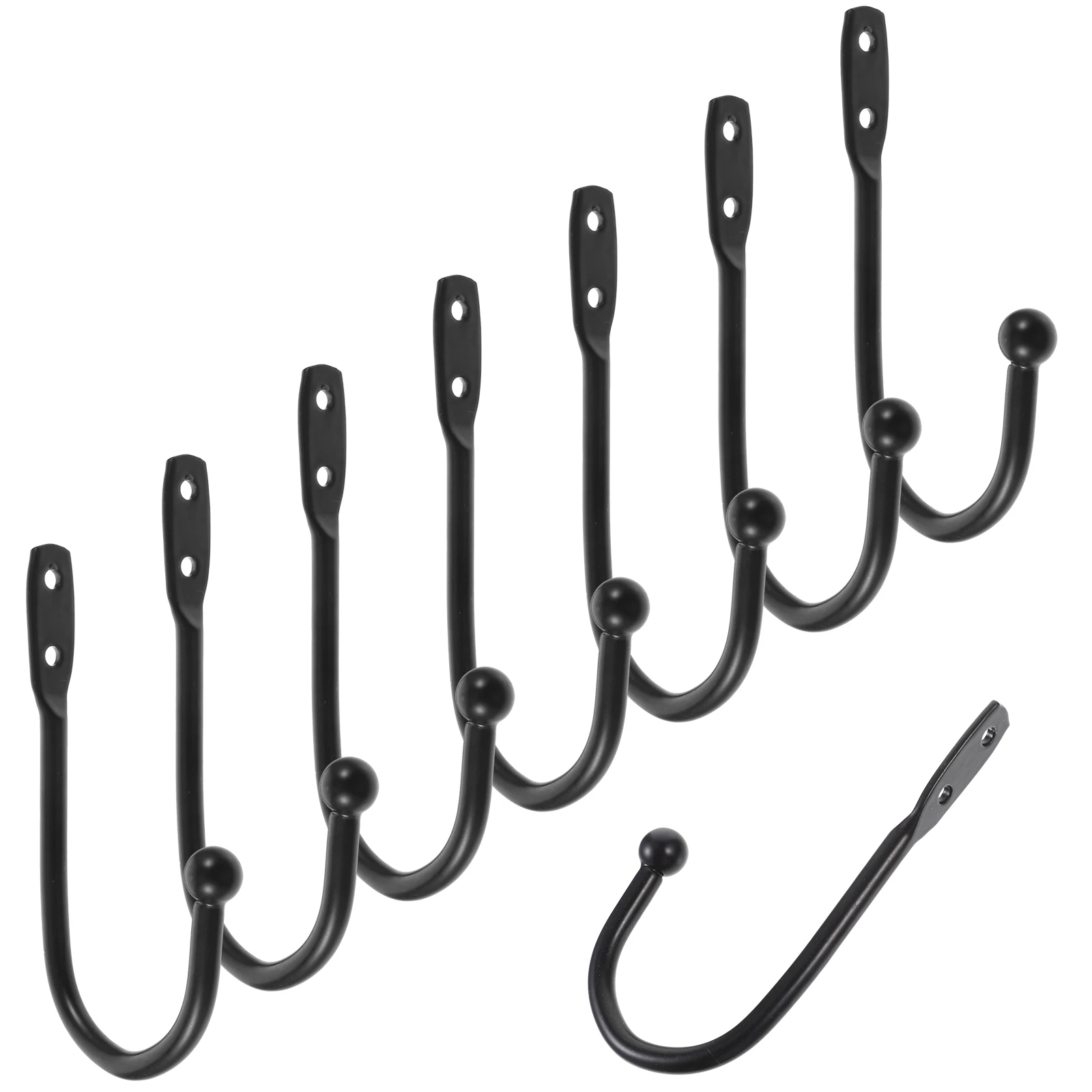 10 Pcs Fixed Curtain System Hooks Simple Retro Wall Mount Coat Rack Black Metal Storage Space Saver Durability Long Use Strong