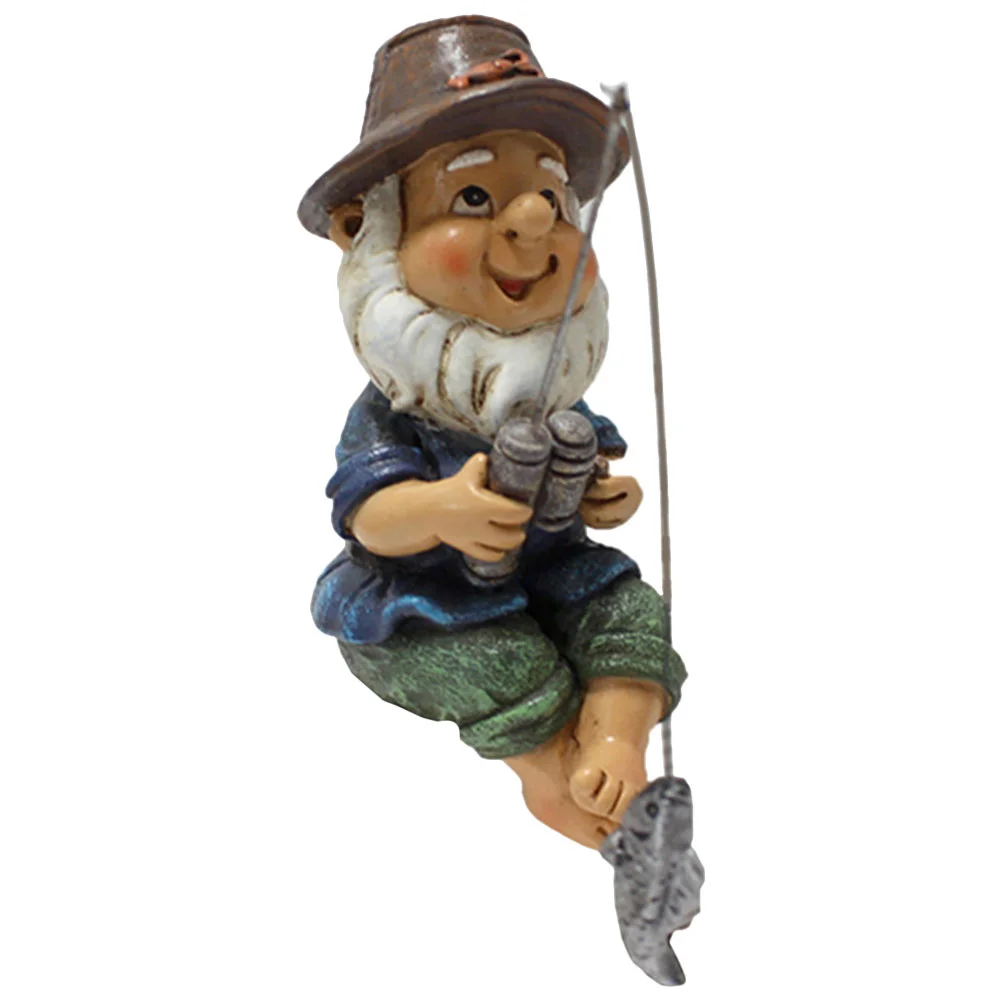 Decorative Ornaments Outdoor Resin Fishing Dwarf Statue Christmas Decorations Pond Landscape Sculpture Adorable Gnome