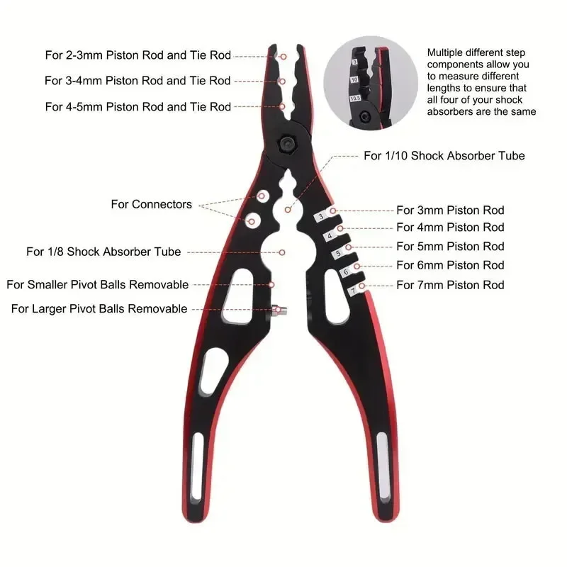 Metal Shock Absorber Ball Multi-functional Pliers Head Clamp Assemble Disassemble Tools for 1/8 1/10 RC Model Car Spare Parts