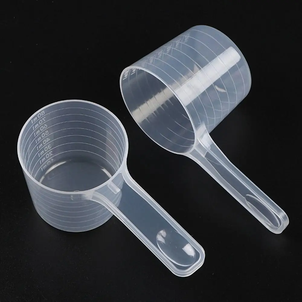 5pcs/set Transparent Plastic Spoon Measuring Flat-bottomed Spoon with Scale Useful Kitchen Baking Measuring Spoon