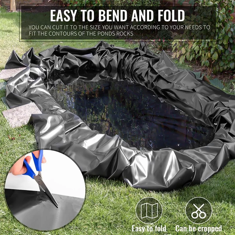 

7X10 Ft Pond Liner HDPE Thickness Fish Pond Liners For Outdoor Ponds, Pond Liner For Waterfall, Fish Blackab13