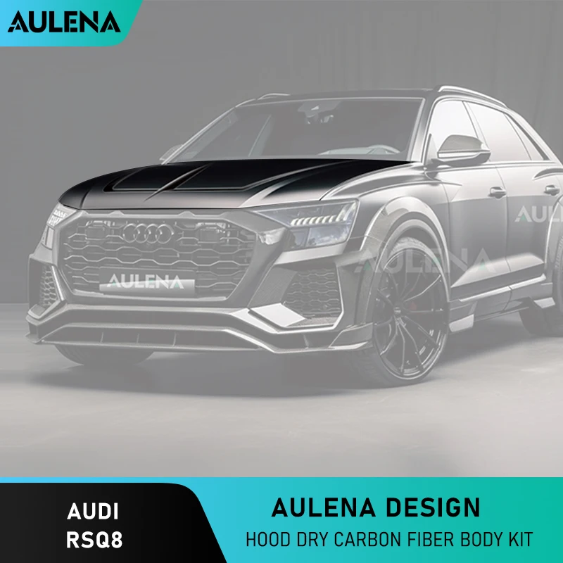 Aulena Dry Carbon Body Kit Hood Front Engine Hood Air Vent Cover Trim Full Dry Carbon For Audi RSQ8