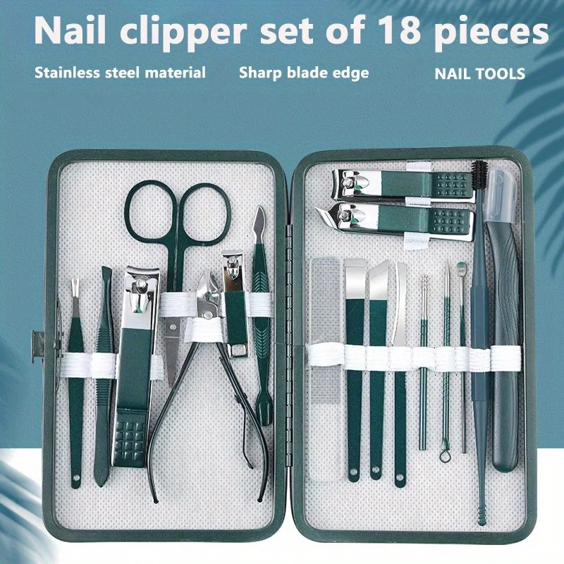 18-teiliger professioneller Maniküre-Schere-Pediküre-Werkzeuganzug, Nagelwerkzeuge, Fuß-Gesichtspflege-Anzug, Maniküre-Anzug mit