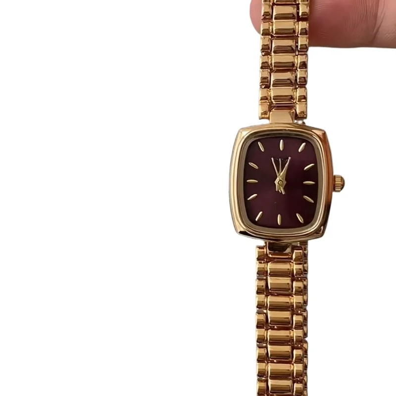 

Gold purple square light luxury fashion chain small dial women's quartz watch temperament women's watch