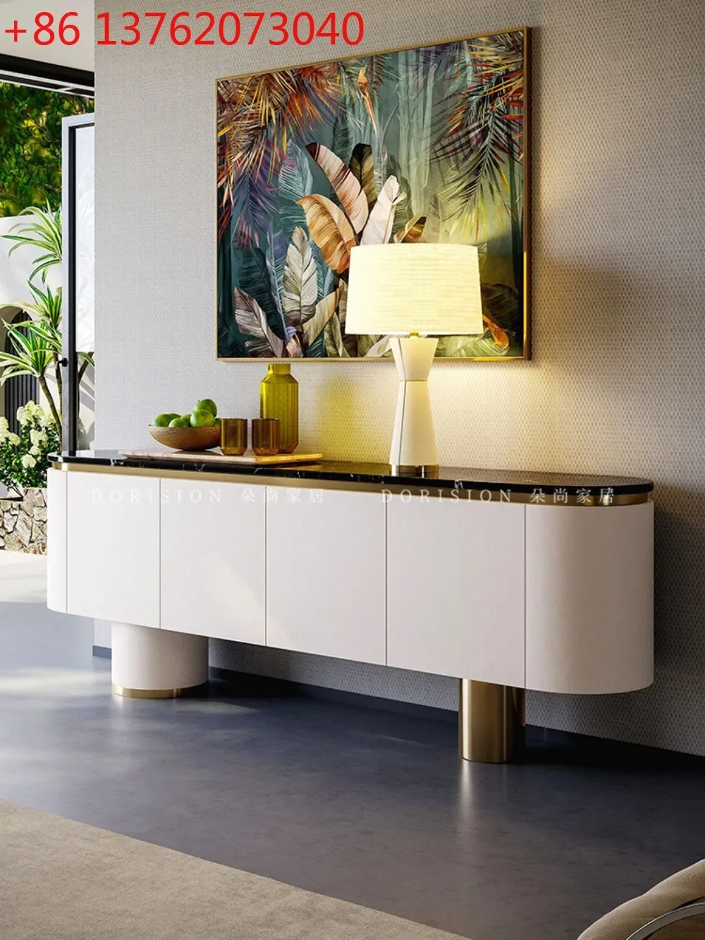 

Light luxury natural luxury stone dining side cabinet, living room