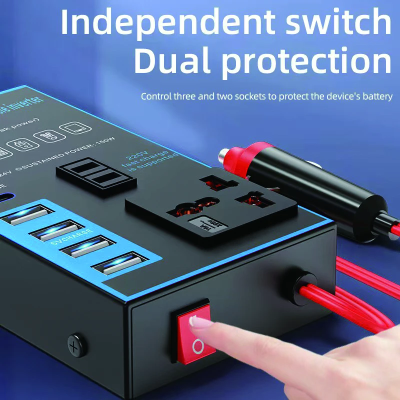 1500W Car Power Inverter 12V 24V To 220V Mobile Phone USB Charging Truck Home Socket Auto Charger Converter Adapter