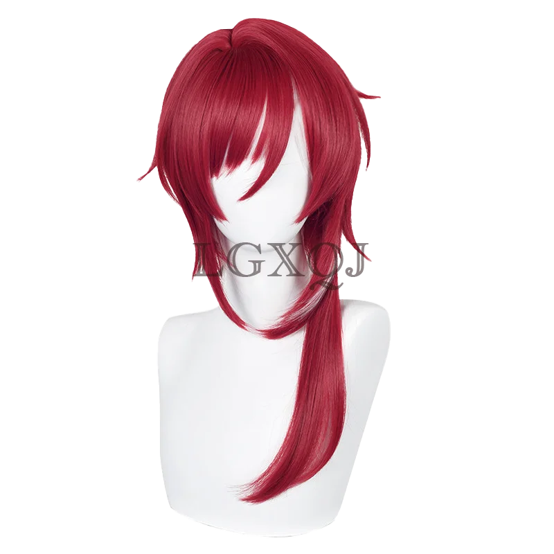 High Quality ES Sakasaki Natsume Cosplay Wig Game  Anime Cosplay Wigs Scalp Dark Red Heat Resistant Synthetic Wig