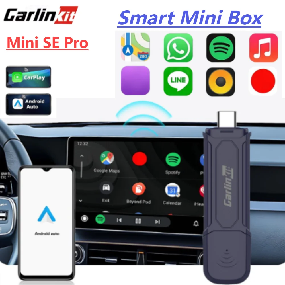 CarlinKit5.0 2In1 Mini SE Pro Wired To Wireless Android Auto Smart CarPlay Box WiFi Bluetooth Auto Connect Plug And Play ForCar