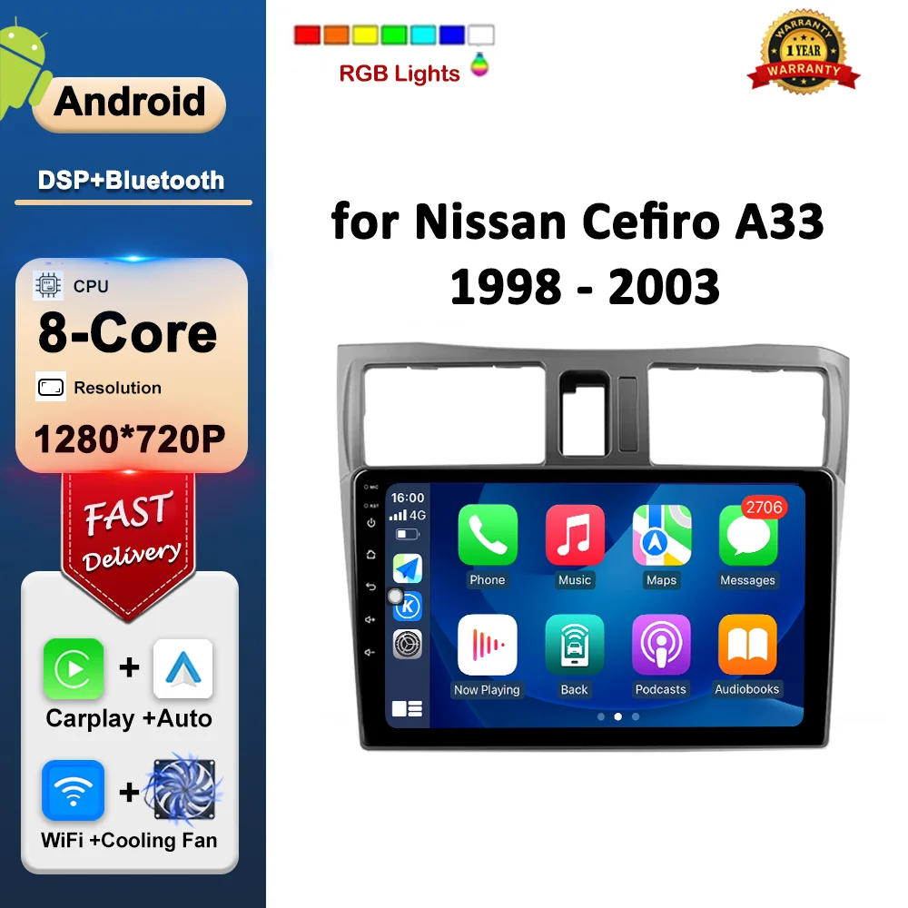 

Carplay Touch Screen for Nissan Cefiro A33 1998 - 2003 Android Intelligent System GPS Navi Car Video Multimedia Player WiFi BT