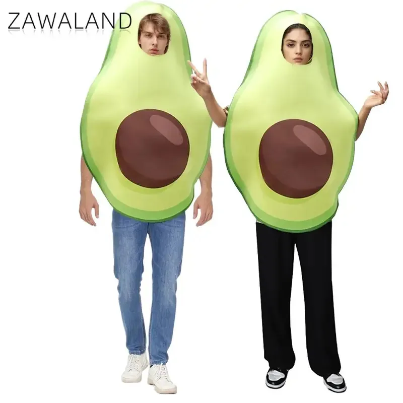 

Zawaland Avocado Cosplay Costume Fruit Food Party Jumpsuit Adult Carnival Purim Disguise Clothes Couple Fancy Holiday Outfit