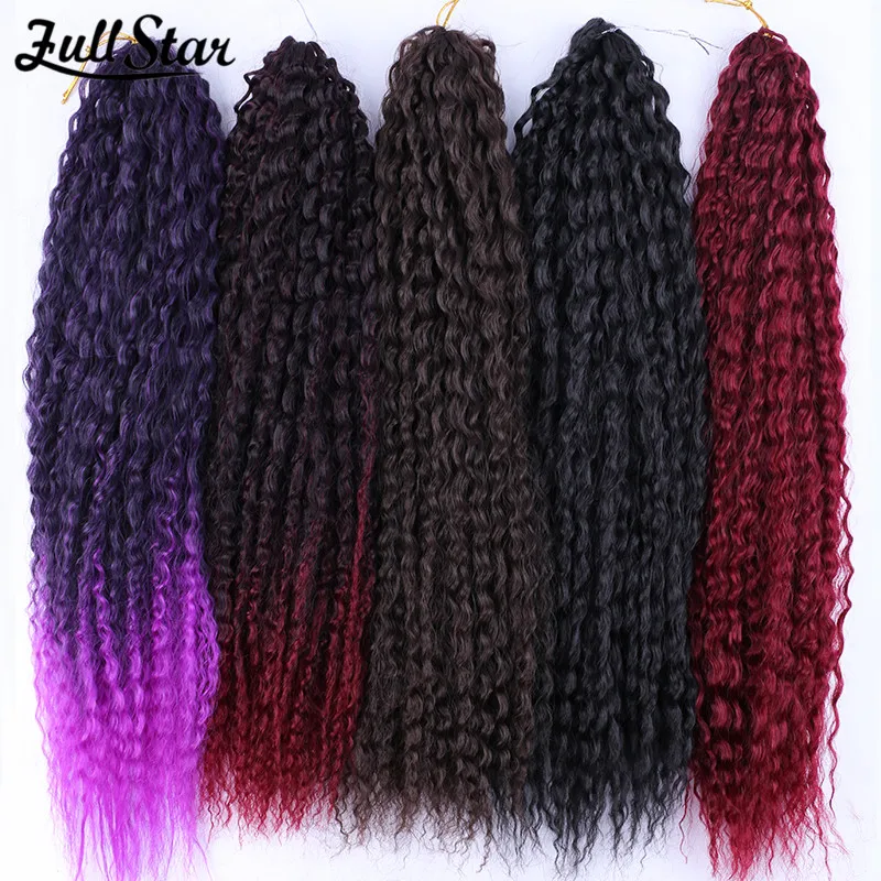 Full Star Afro Curls Yaki Kinky Synthetic Hair Ombre Crochet Braids Egyptian Marley Braiding Hair Extensions Bug Blond for Women