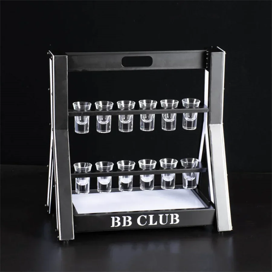 Rechargeable LED Shot Glass Display Stand LED Shot Acrylic LED Shot Cup Holder Light Up Serving Tray For Bar Nightclub Decor