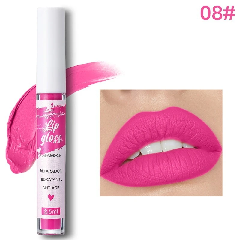 Rosaroter, mattierter, flüssiger Lippenstift, wasserfest, langlebig, feuchtigkeitsspendend, langlebiger Lippenstift, nicht klebender Lipgloss, koreanisches Make-up – Detail 34